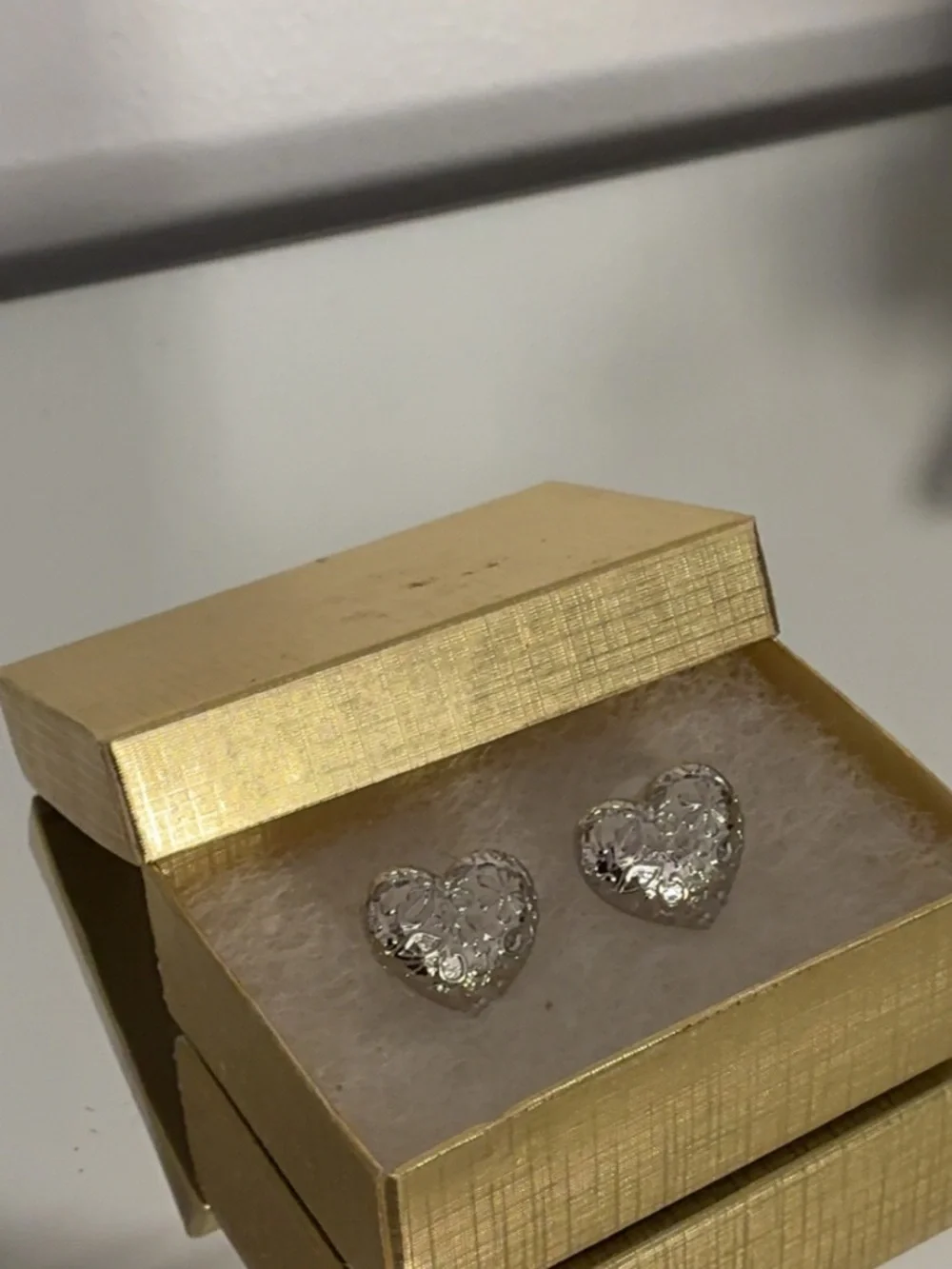 Silver Heart Stud Earrings - Elegant Women's Jewelry